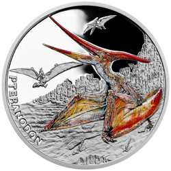 Niue: Prehistoric World - Pteranodon kolorowany $1 Srebro 2023 Proof