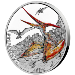 Niue: Prehistoric World - Pteranodon kolorowany $1 Srebro 2023 Proof