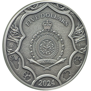 Niue: Save the Powers - Elephant pozłacany $5 Srebro 2024 Black Proof