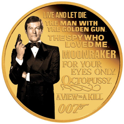 Tuvalu: James Bond Legacy 2nd issue - Roger Moore kolorowany 1/4 uncji Złota 2023 Proof