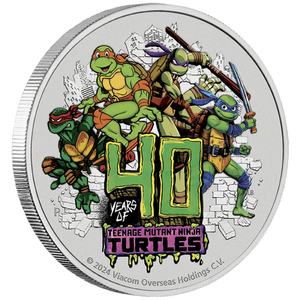 Tuvalu: Teenage Mutant Ninja Turtles - 40. rocznica kolorowany 1 uncja Srebra 2024 (moneta w karcie)